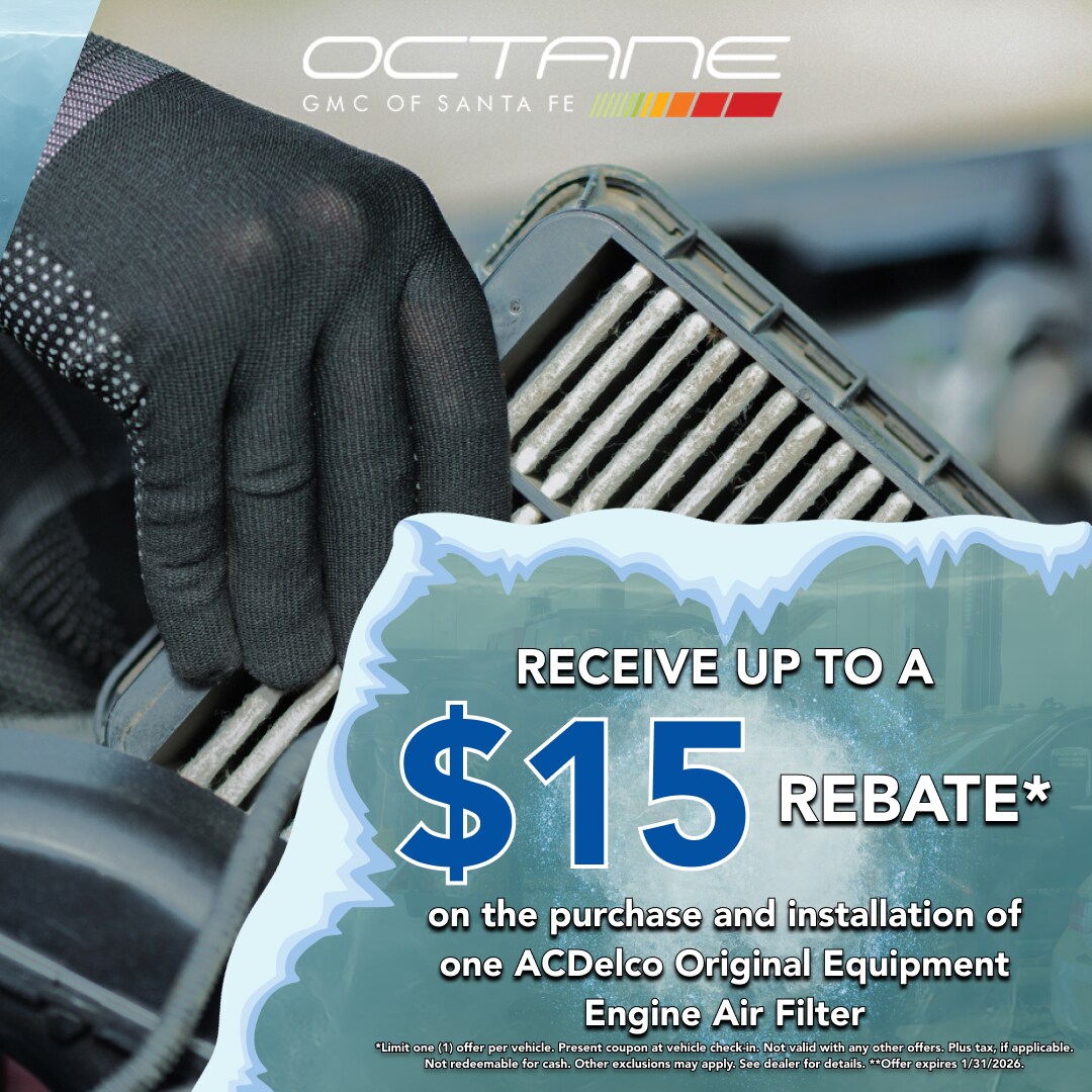 Receive upto $15 rebate on the purchase and installation of one ACDelco Original Equipment Engine Air Filter.