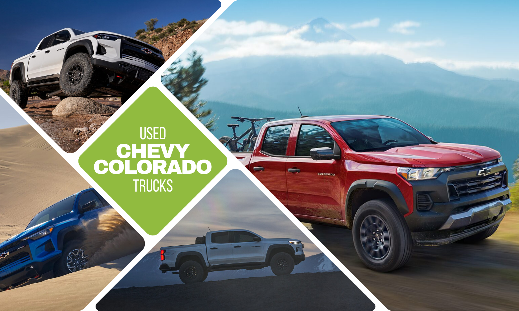 Best%20Used%20Chevy%20Colorado%20Trucks%20to%20Buy%20-%20Octane%20GMC%20of%20Santa%20Fe.png an image collage of several used Chevy Colorado trucks surrounding the words Used Chevy Colorado trucks in the middle