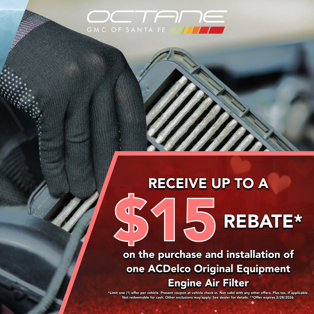 Receive upto $15 rebate on the purchase and installation of one ACDelco Original Equipment Engine Air Filter.