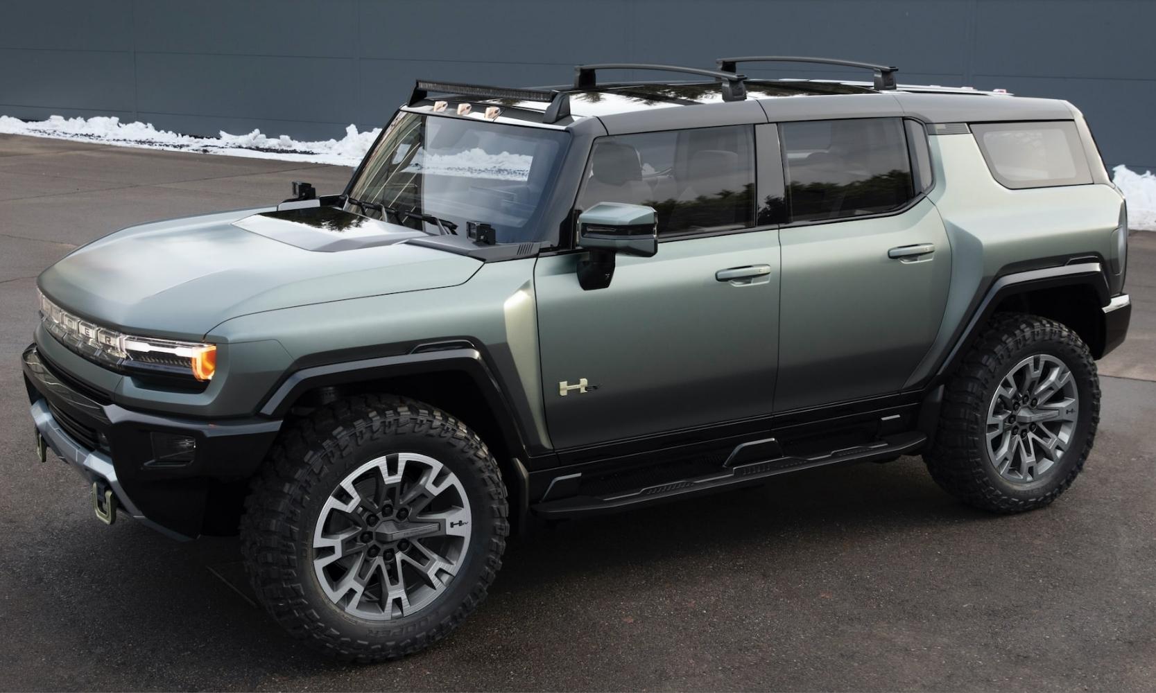 Front exterior view of the driver side of the 2024 GMC Hummer electric SUV