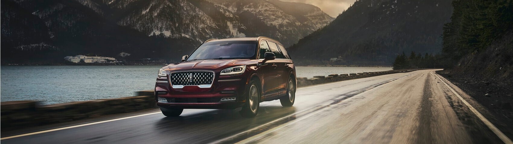 Lincoln Aviator on Road in Red Snipped