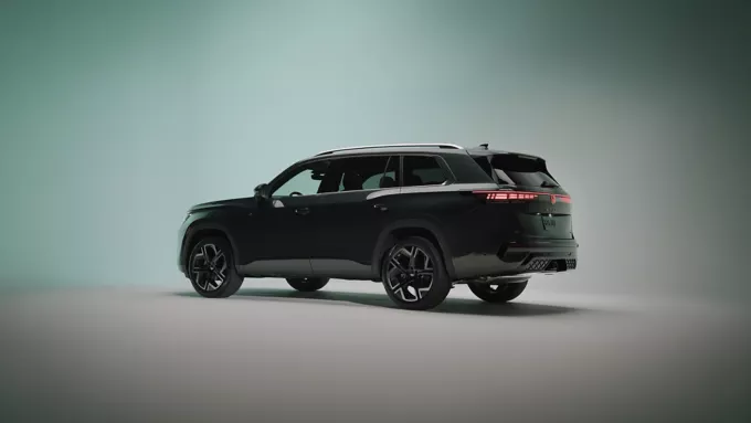 Rear view of the 2027 Atlas in Sacramento Green Metallic