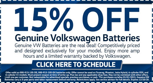 15% OFF Genuine Volkswagen Batteries in Jacksonville, FL