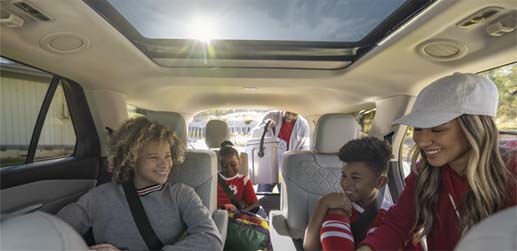 panoramic fixed-glass roof with power sunshade