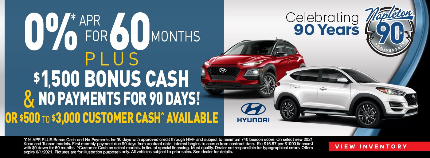 0% APR for 60 Months Plus $1,500 Bonus Cash and No Payments for 90 Days