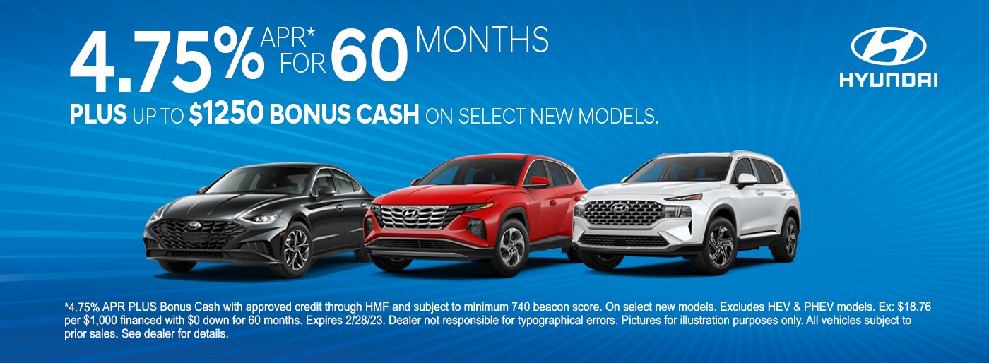 4.75% APR for 60 Months Plus Bonus Cash