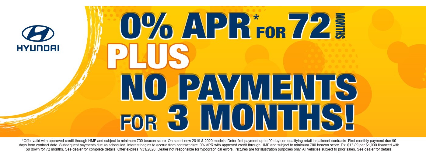 0% APR for 72 Months PLUS No Payments for 3 Months