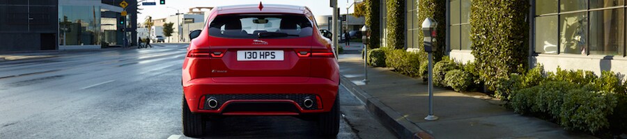 Red Jaguar E-Pace on road