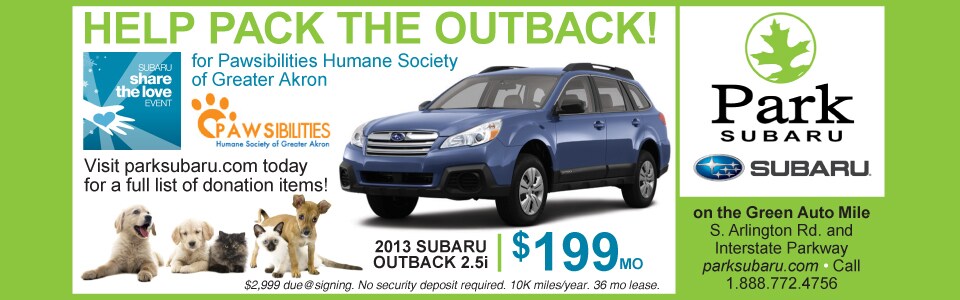 Pack The Outback Park Subaru in Akron,Ohio
