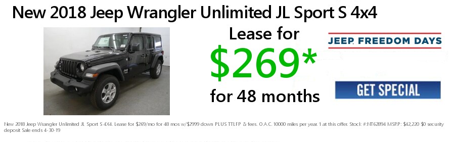 2018 Jeep Wrangler JL Lease Special