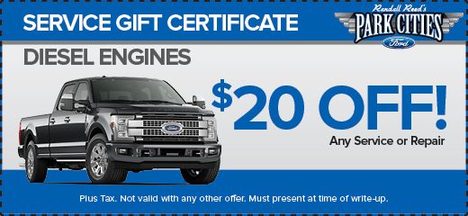 Diesel Engine Service Gift Certificate Coupon at Park Cities Ford of Dallas - Your Dallas Ford Service Center!