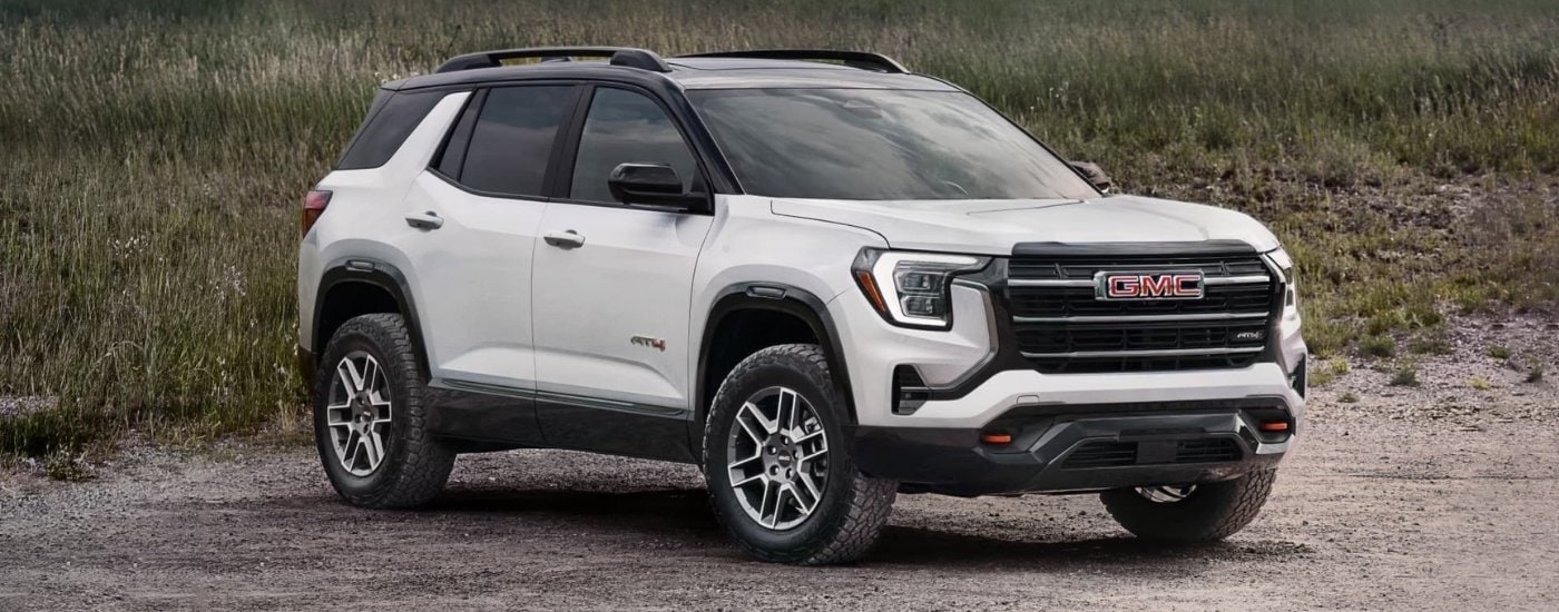 wlp%20-%202026%20GMC%20Terrain%20AT4%20GMC%20Dealers%20-%20Sand.jpg A white 2026 GMC Terrain AT4 parked off-road available from GMC Dealers