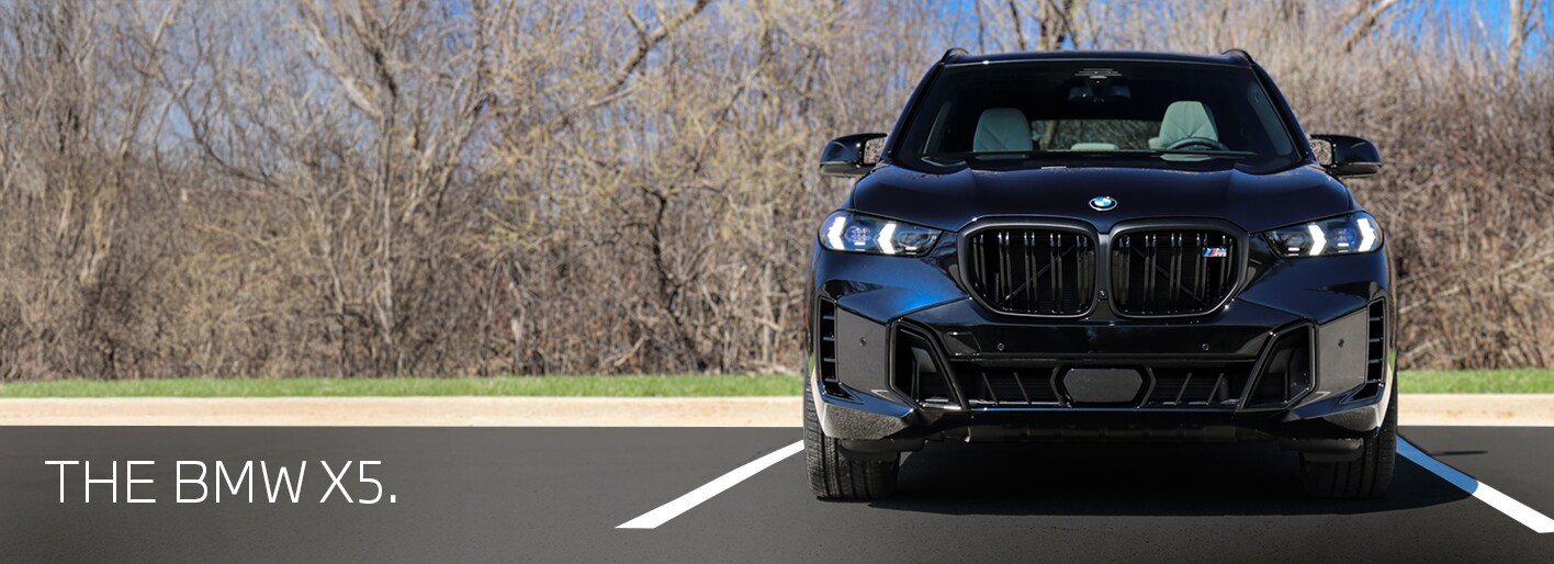 2026 BMW X5 luxury SUV with bold kidney grille and LED headlights, showcased at Patrick BMW in Schaumburg, IL.