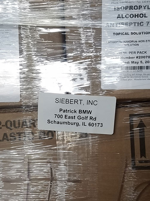 Patrick BMW delivery received 5-11-2020 from Siebert, Inc