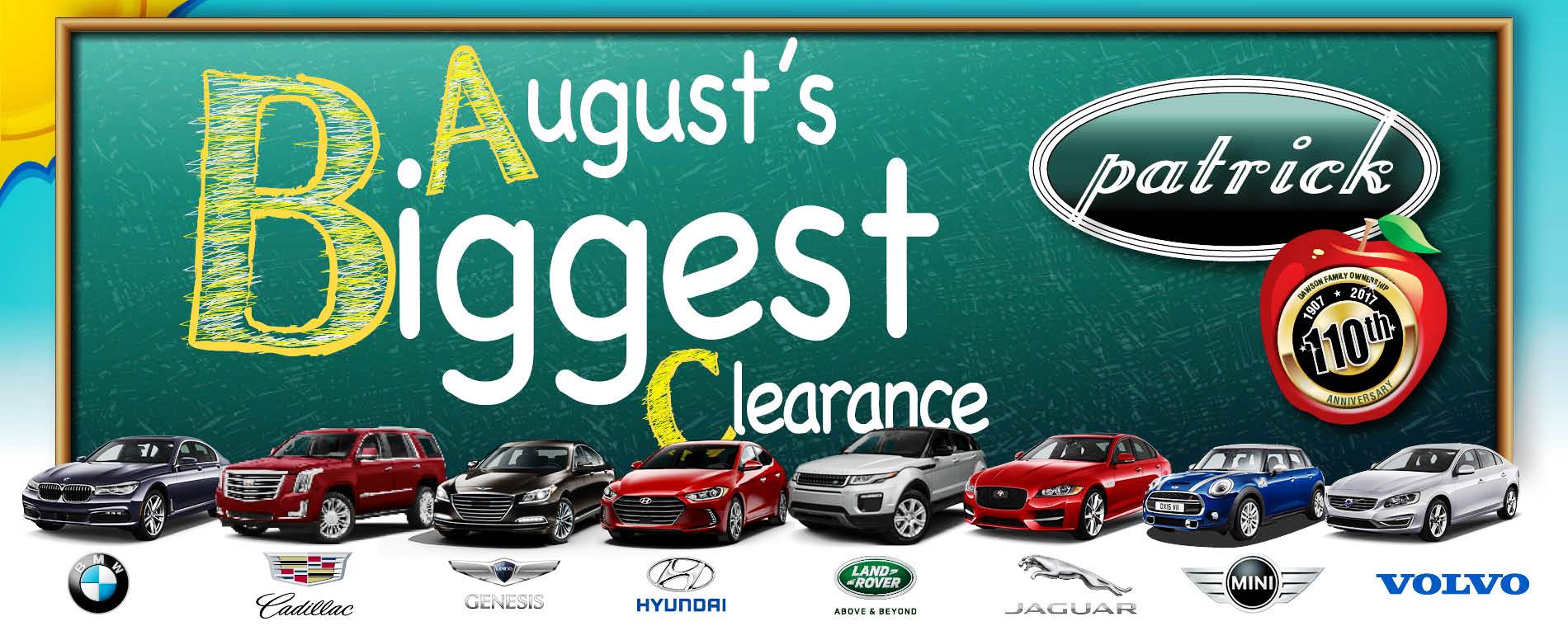 August's Biggest Clearance Event at Patrick Dealer Grouup located in Schumburg, IL
