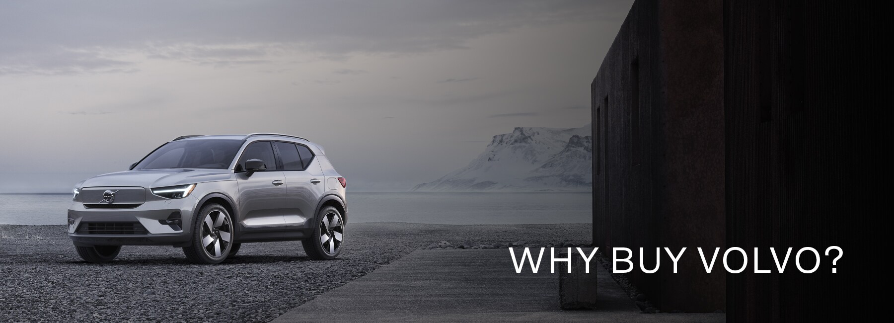 Modern Volvo car parked in a scenic location, symbolizing innovation and luxury.