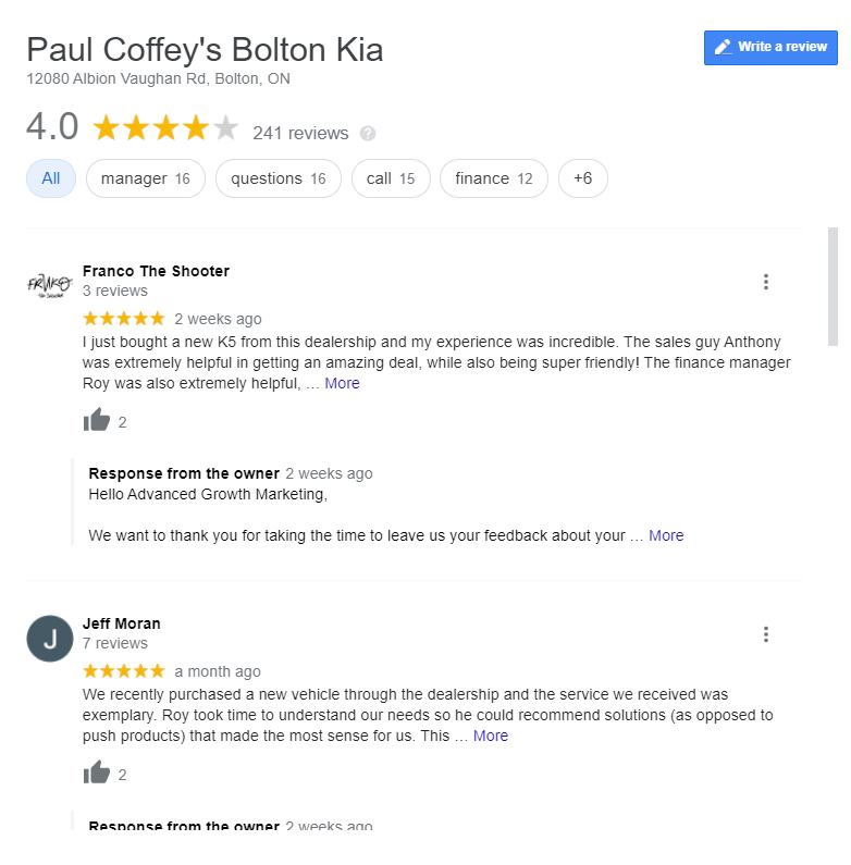 Car Dealerships Reviews in Bolton, Ontario