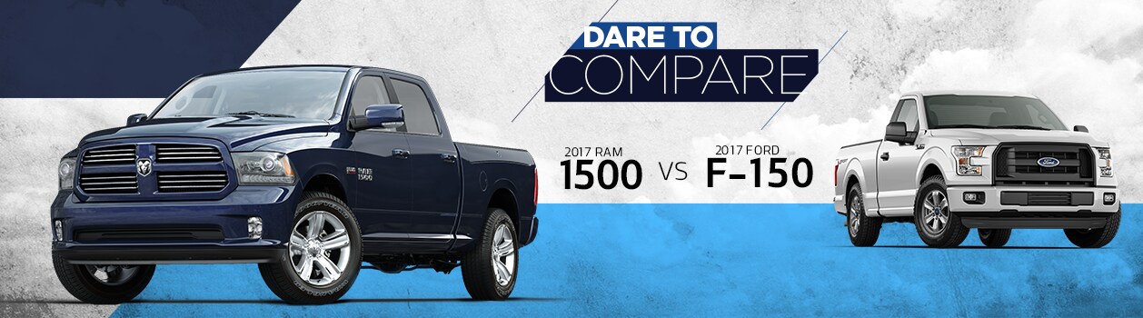 Dare to Compare 2017 Ram 1500 vs. Ford F-150 | Paulding CDJR | Dallas, GA