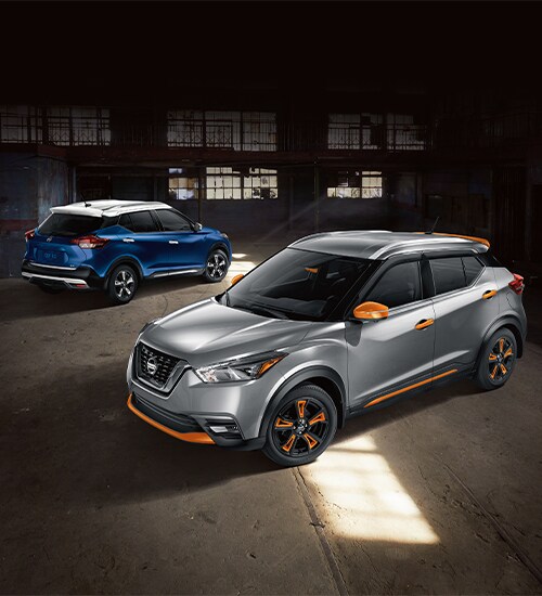 One Blue and One Gray Nissan Kicks