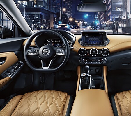 New Nissan Sentra Interior Dashboard View with Leather Seats