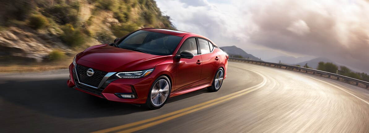 New 2020 Nissan Sentra Sedan Red on Road