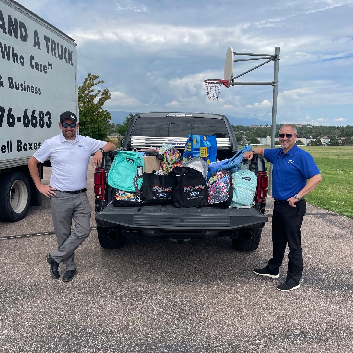 school supplies truck.jpg The Phil Long team giving back to local schools.