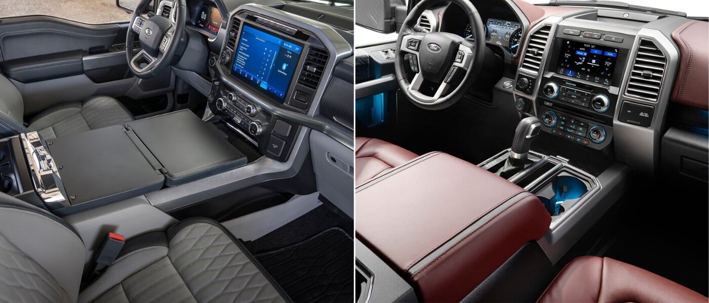 2021 Ford F-150 vs. 2020 Ford F-150 Interior.png New 2021 Ford F-150 interior design with a larger touchscreen and classier cabin compared to the interior of the 2020 Ford F-150