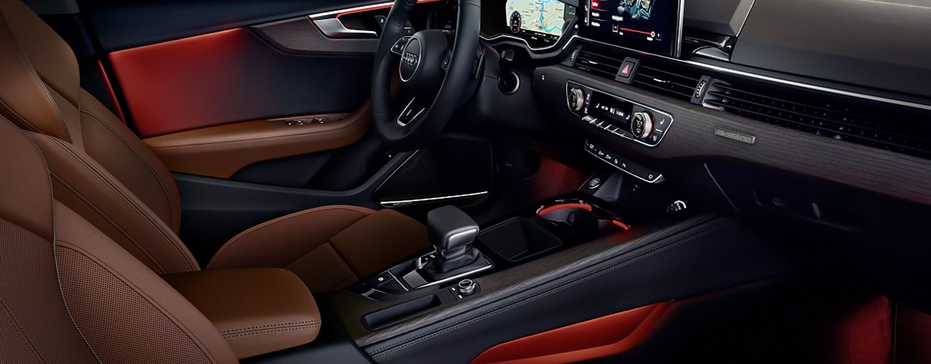 2023-audi-a4-4.PNG A view of the cabin and seating of a 2023 Audi A4