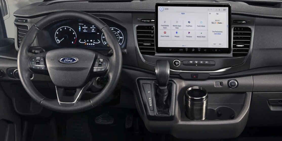 2022 Ford Transit2 A 2022 Ford Transit dashboard and infotainment system