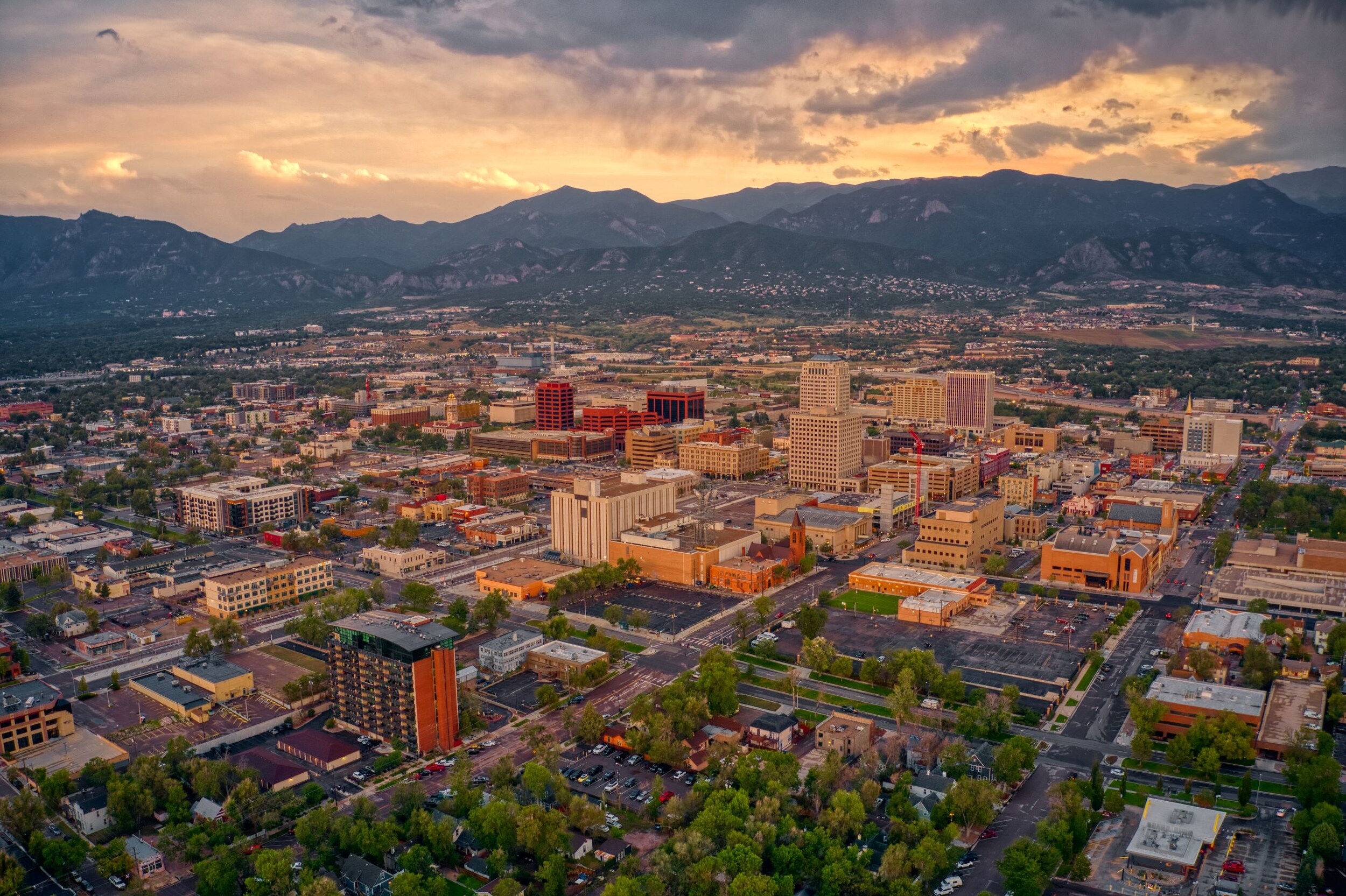 AdobeStock_373849837%20(1).jpeg A aerial view of Colorado Springs looking southwest.