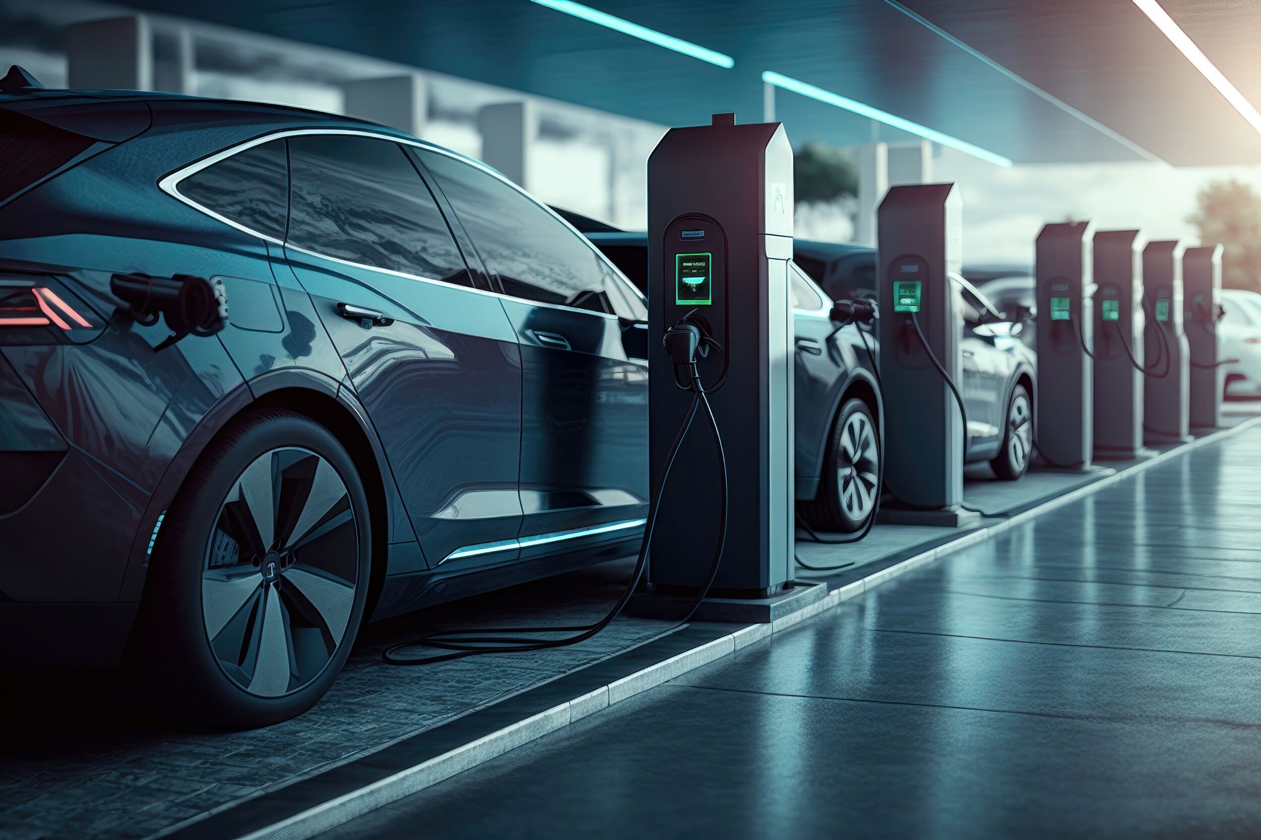 AdobeStock_581581171.jpeg A EV charging on a new station