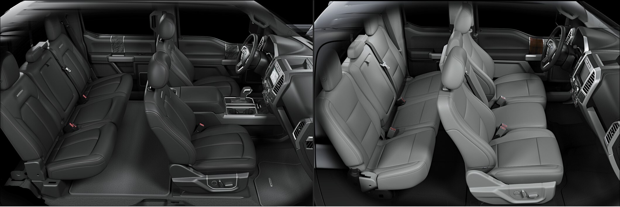 2018-ford-f150-vs-2017-ford-f-150-seating-phil-long-used-f150-dealership.jpg the interior seating of a 2018 vs. 2017 Ford F-150