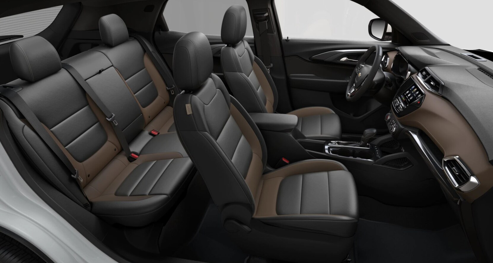 2022-Chevy-Trailblazer-seating.PNG Two-toned chocolate and black leather trimmed seats complement the matching dash