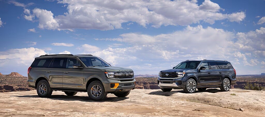 Two 2026 Ford Expeditions parked in front of eachother.
