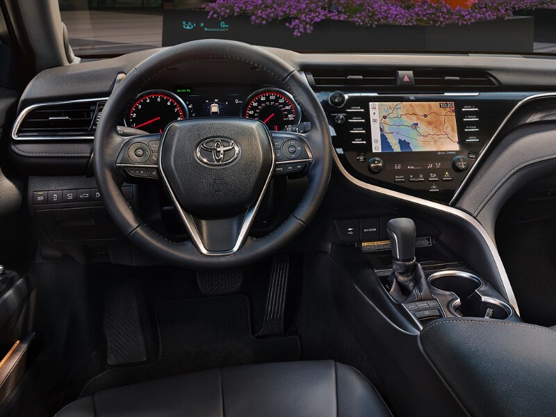 2019 Toyota Camry front interior design from driver seat view