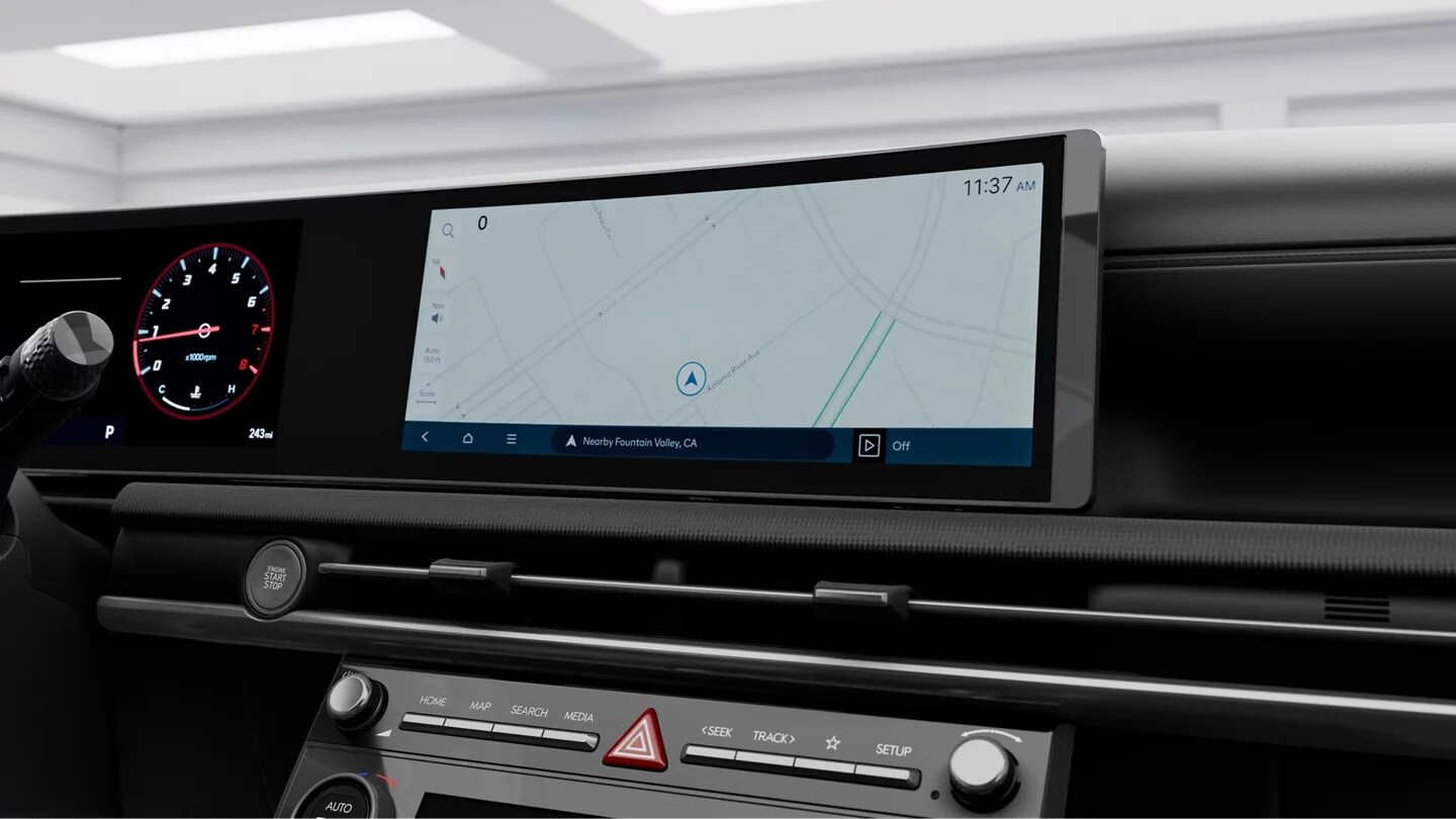 12.3-inch navigation touchscreen and digital gauge cluster in the 2026 Hyundai Santa Cruz XRT
