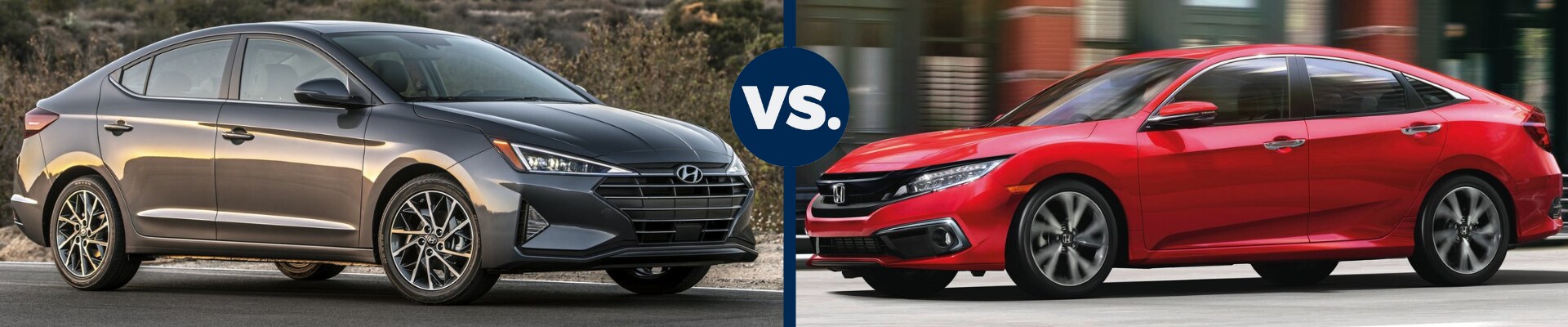 Head to head exterior comparison between the 2019 Hyundai Elantra and the 2019 Honda Civic
