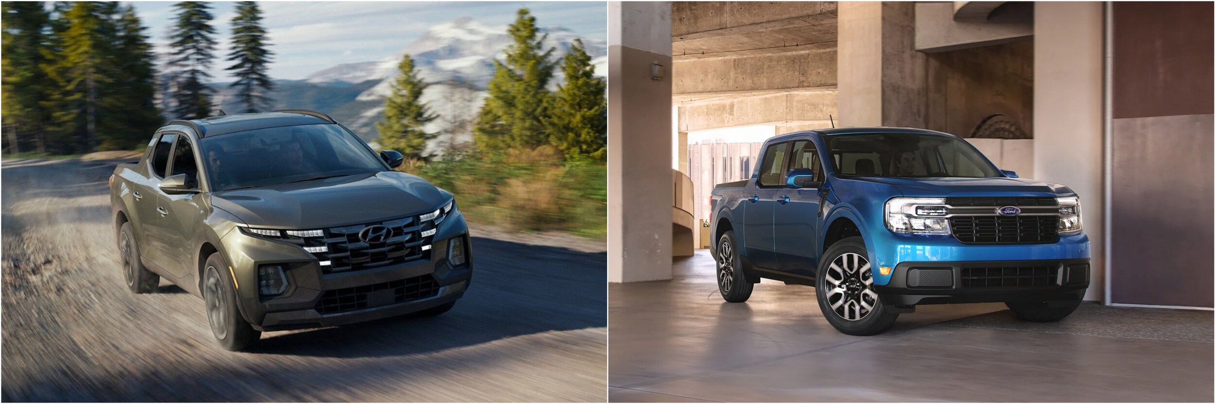 2022 Hyundai Santa Cruz Vs 2022 Ford Maverick Front 2022 Hyundai Santa Cruz Vs 2022 Ford Maverick Front