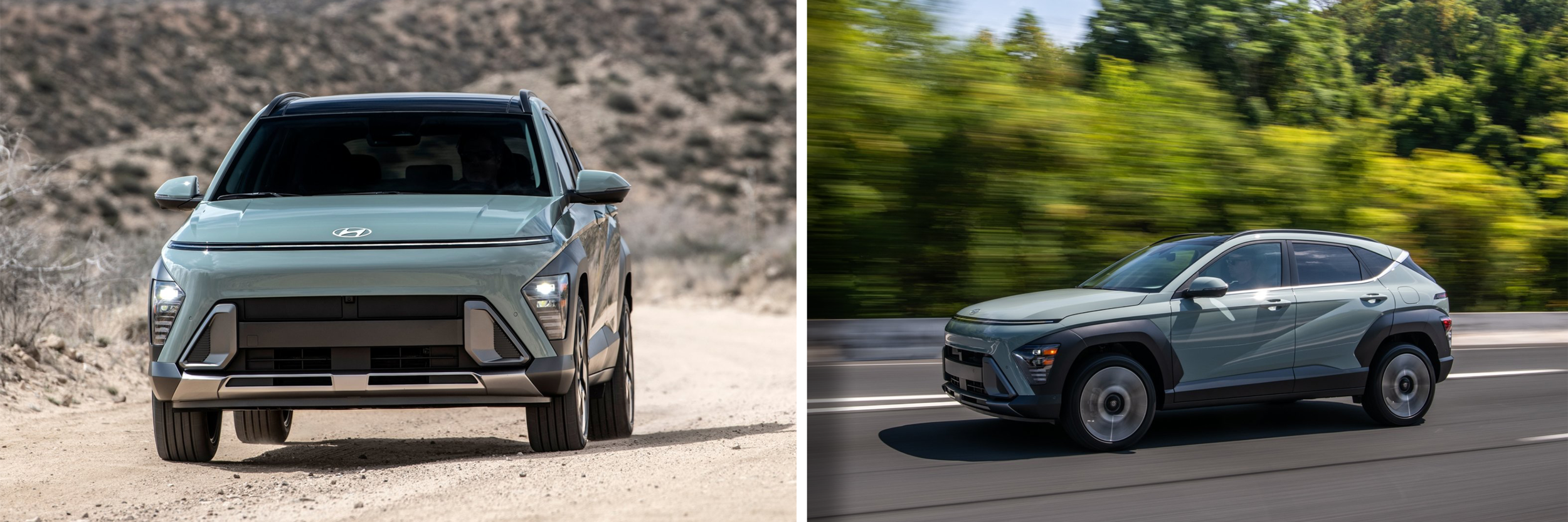 2024 Hyundai Kona Driving on dirt road and highway