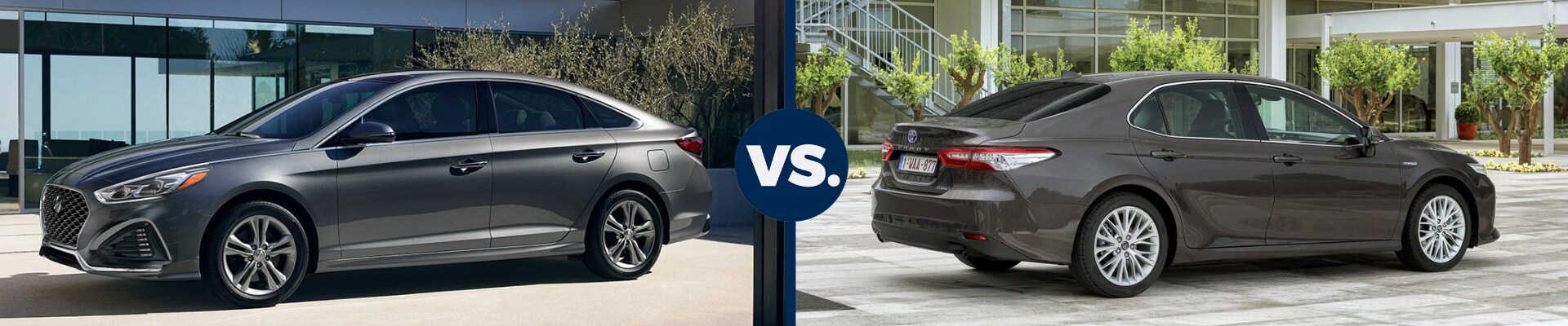 2019 Hyundai Sonata vs 2019 Toyota Camry Hyundai Colorado Springs.png Exterior comparison of the 2019 Hyundai Sonata vs 2019 Toyota Camry sitting back to back