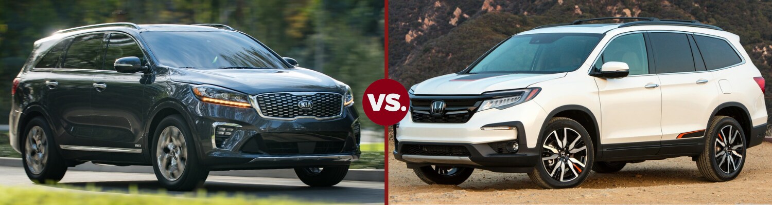 Head to head comparison of a 2019 Kia Sorento and a 2019 Honda Pilot