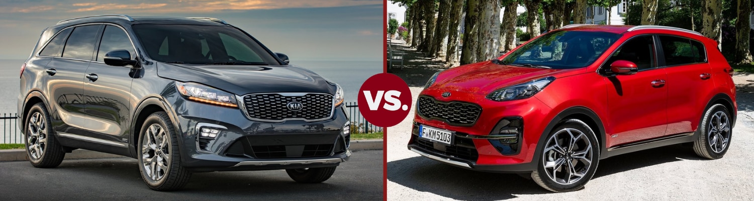 Head to head comparison of a 2019 Kia Sorento and a 2019 Kia Sportage