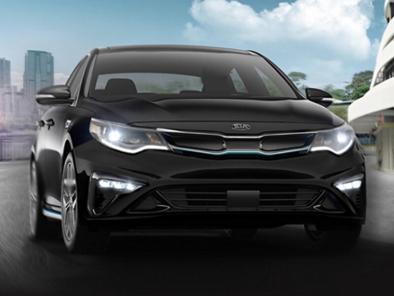 2020 Kia Optima hybrid black color LED headlights shining
