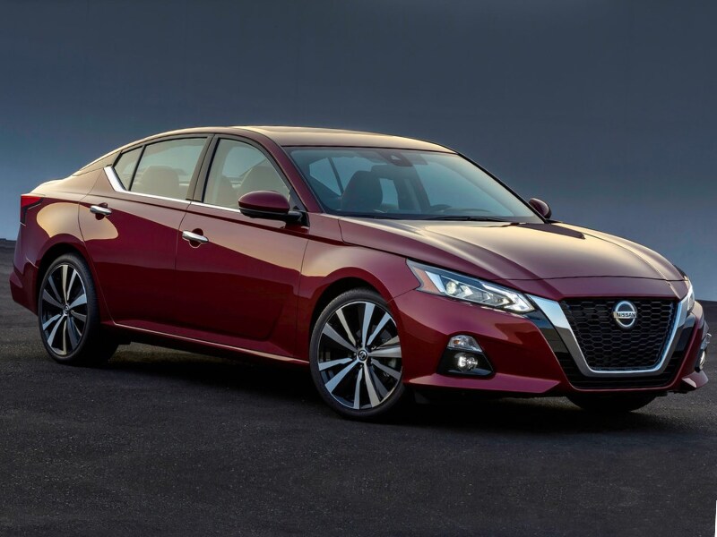 Front exterior view of a red 2019 Nissan Altima