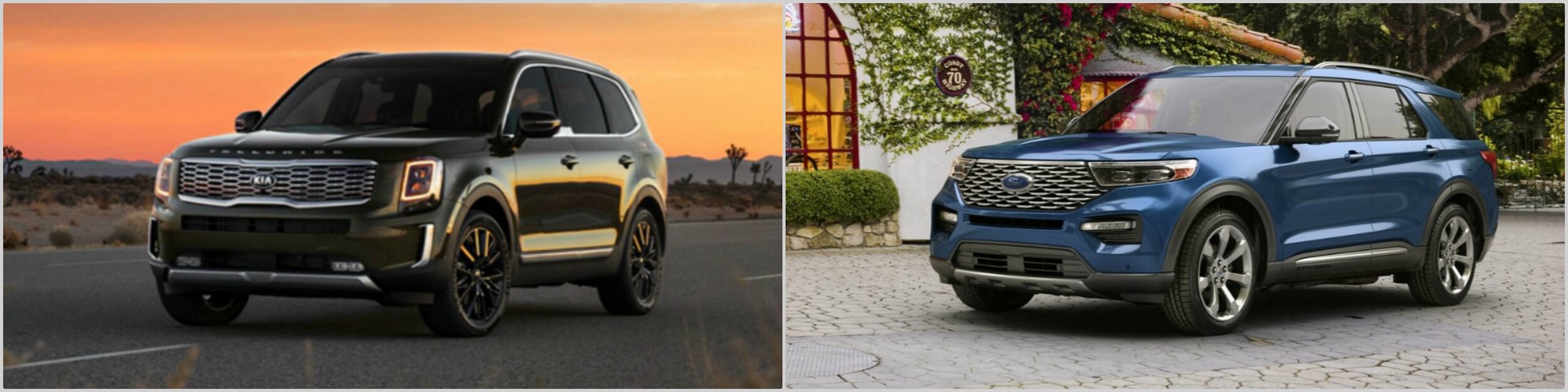 2020-kia-telluride-vs-ford-explorer.jpg 2020 Kia Telluride next to a 2020 Ford Explorer