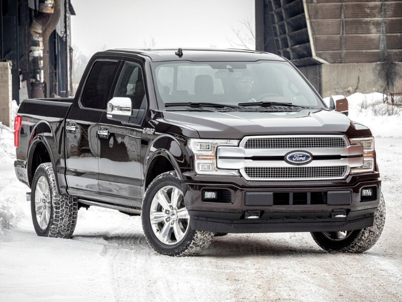 Exterior of a 2019 Ford F-150 parked on a snowy road
