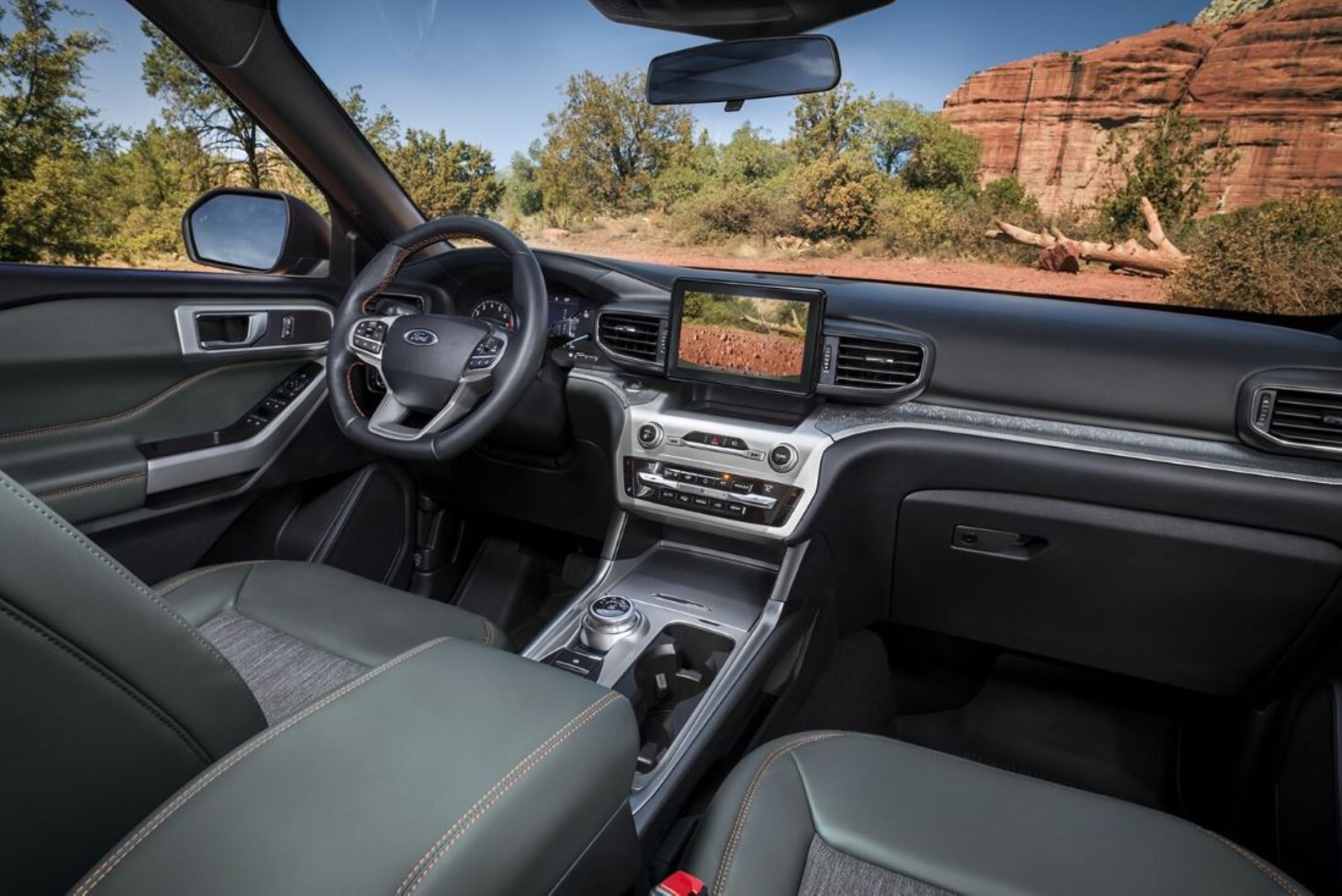 Explorer Interior.JPG The dashboard and entertainment center of a new 2024 Ford Explorer.