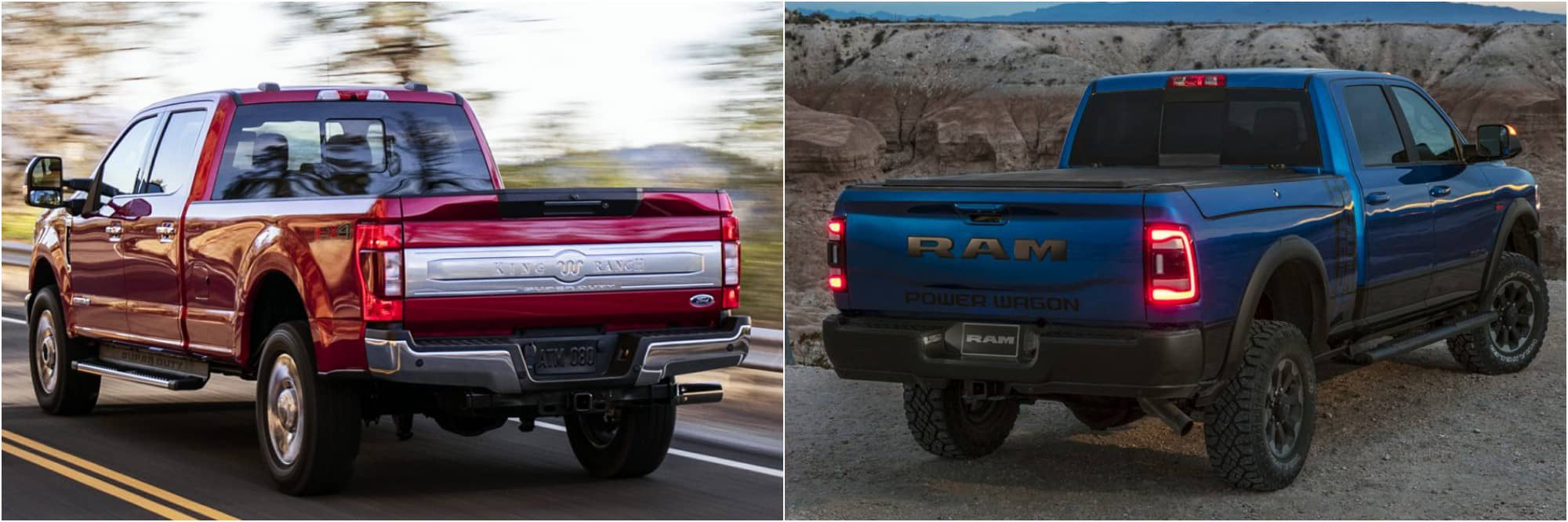 2022 Ford F-250 Vs. Ram 2500 rear 2022 Ford F-250 Vs. Ram 2500 rear