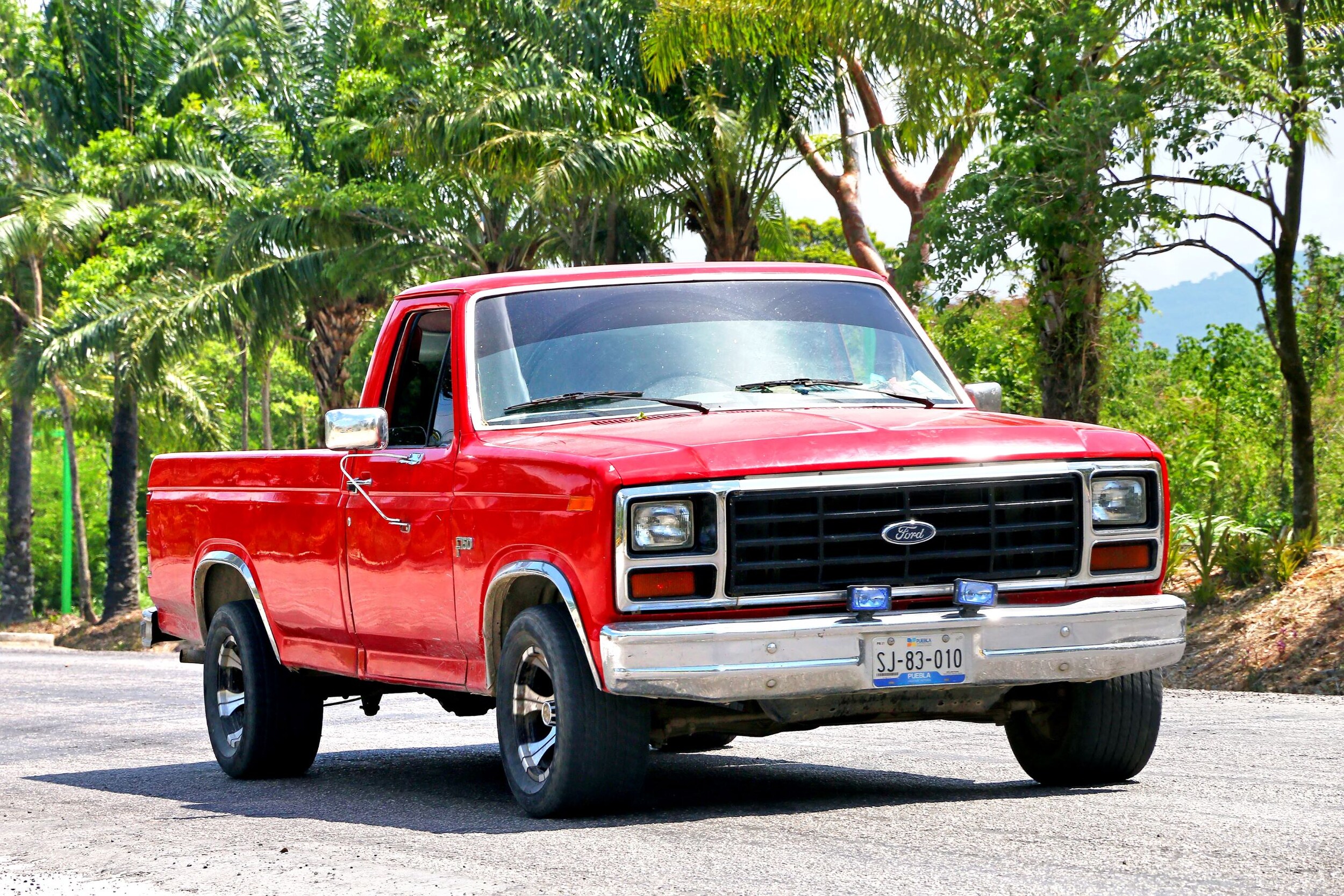 Ford F-150 8th Generation 112823.jpeg A red Ford F-150 Eighth Generation parked on a long driveway.
