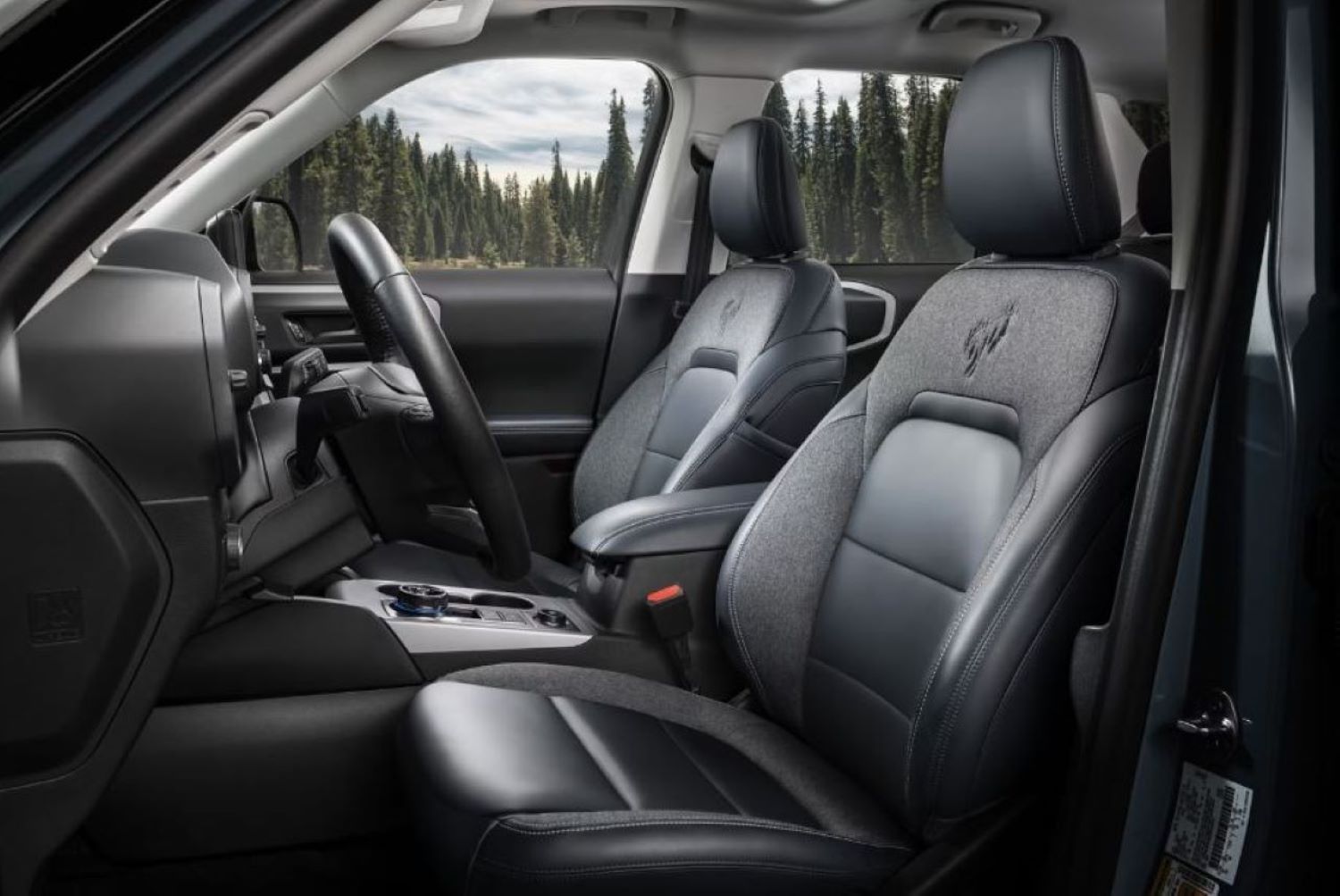 The interior of a new Ford Bronco Sport.